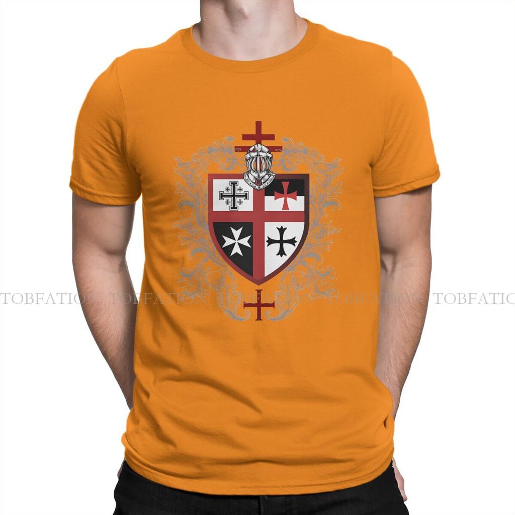 Cross Shield Symbol Medieval Emblem Secret Order TShirt For Male Knights Templar Tops Novelty T Shirt Soft Print  Creative Gift