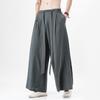 Pantalones de Lino y Algodón de Pierna Ancha Estilo Chino Retro Japonés Harajuku para Hombre Verano Transpirables Streetwear Sueltos Casuales