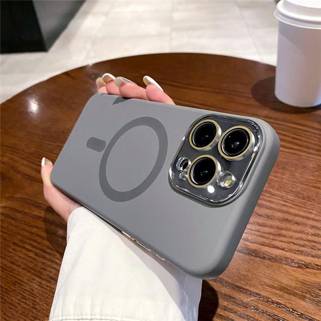 For iPhone 16 Pro Max Luxury Liquid Silicone Magsafe Magnetic Phone Case For iPhone 12 13 14 15 16 Plus Lens Protective Cover