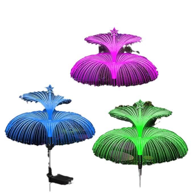 Solar Fiber Optic Jellyfish Lamp: Seven-Color Outdoor Garden Light with Creative Color-Changing Features