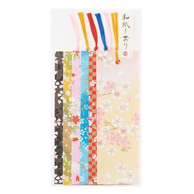 Kawasumi Washi Yuzen Washi Σελιδοδείκτες Σχέδιο Άνθους Κερασιάς Βαμμένα με Στένσιλ (6 Φύλλα) -