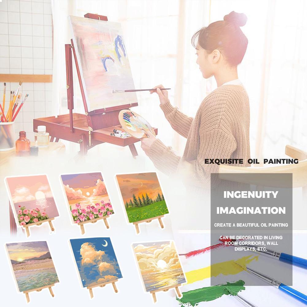 Frame Painting By Numbers Kits Abstract Sunset Landscape Modern Drawing Coloring By Numbers Acrylic Paint Drawing On Canvas