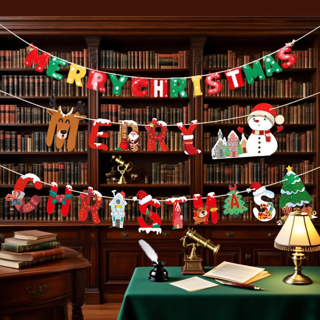 Merry Christmas Paper Banners Flags Hanging Garlands For Xmas Ornaments Holiday Home Party Decoration