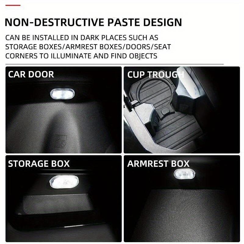 Lumină LED compactă reîncărcabilă USB pentru mașină cu activare magnetică la atingere și iluminare multicoloră