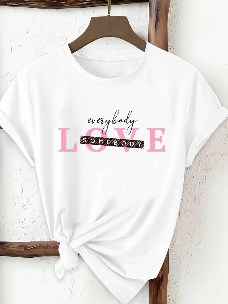 (Asian Size) trend love style Tee Top Woman Print Women Clothing Short Sleeve T Shirt Fashion Female Graphic T-shirts