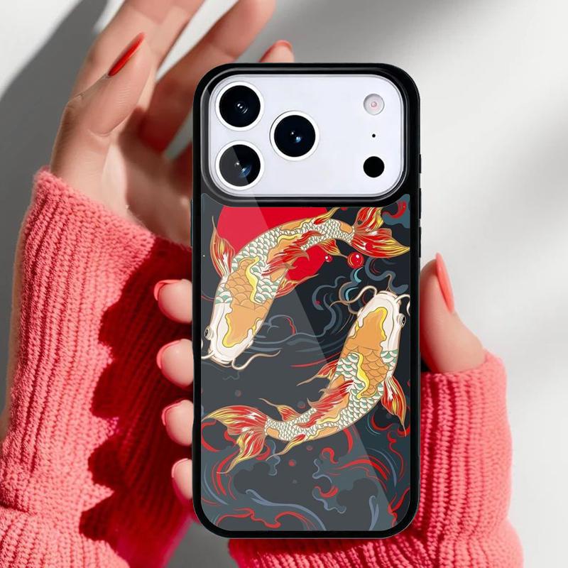 Koi Carp Fish Yin Yang Phone Case for iPhone 17 16 15 14 13 Pro Max Back Cover for 12 11 Pro Coque
