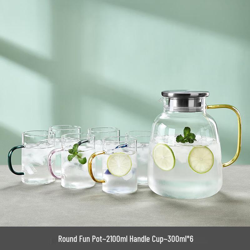 UD Glass Cold Water Pitcher & Six Cups Set
