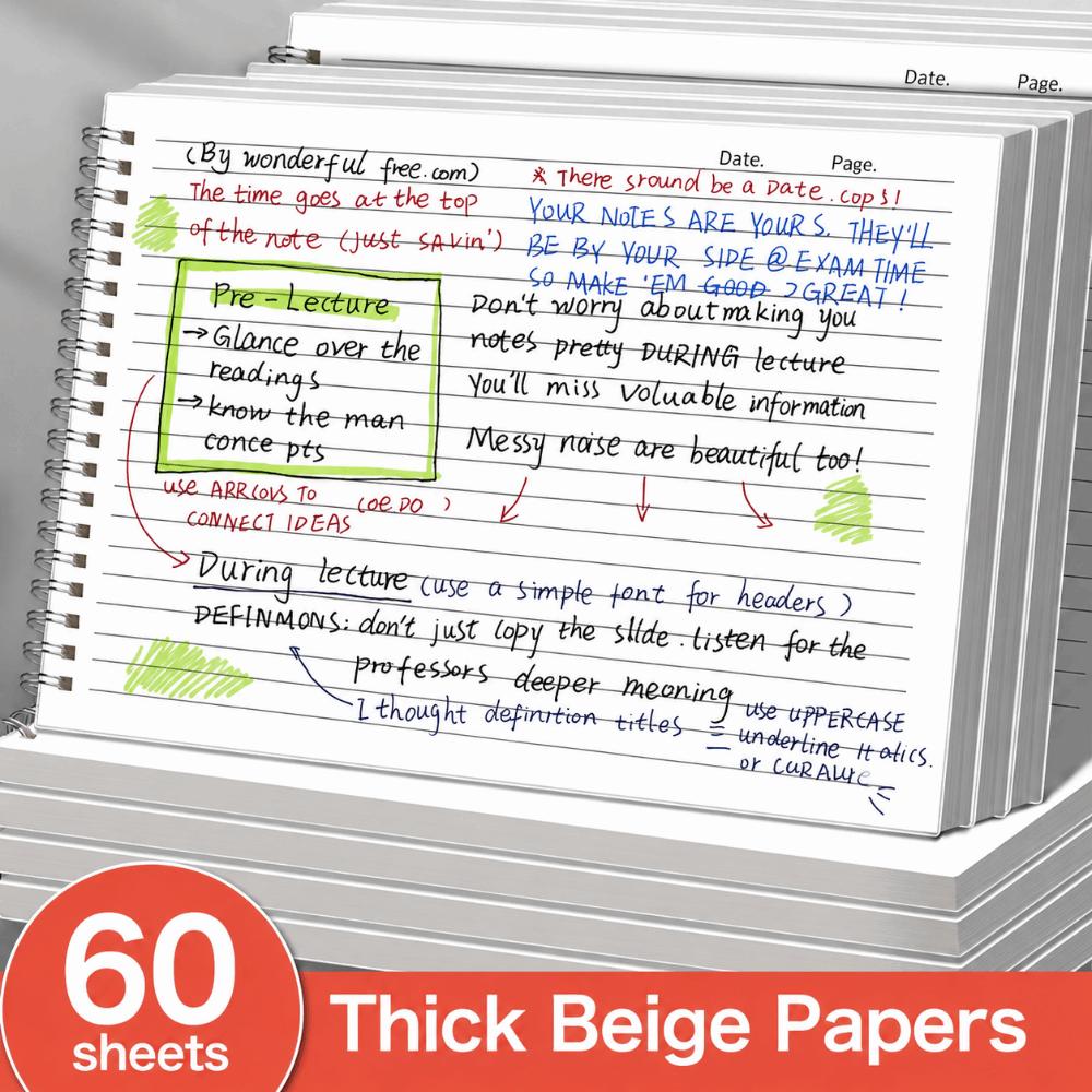 60 Sheets Notebook Side-Bound Journal Multi-functional Lined Notebook Note-Taking