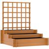3 Tier Garden Planters with Trellis for Vine Climbing, Wooden Raised Beds, 95x95x110cm, Brown