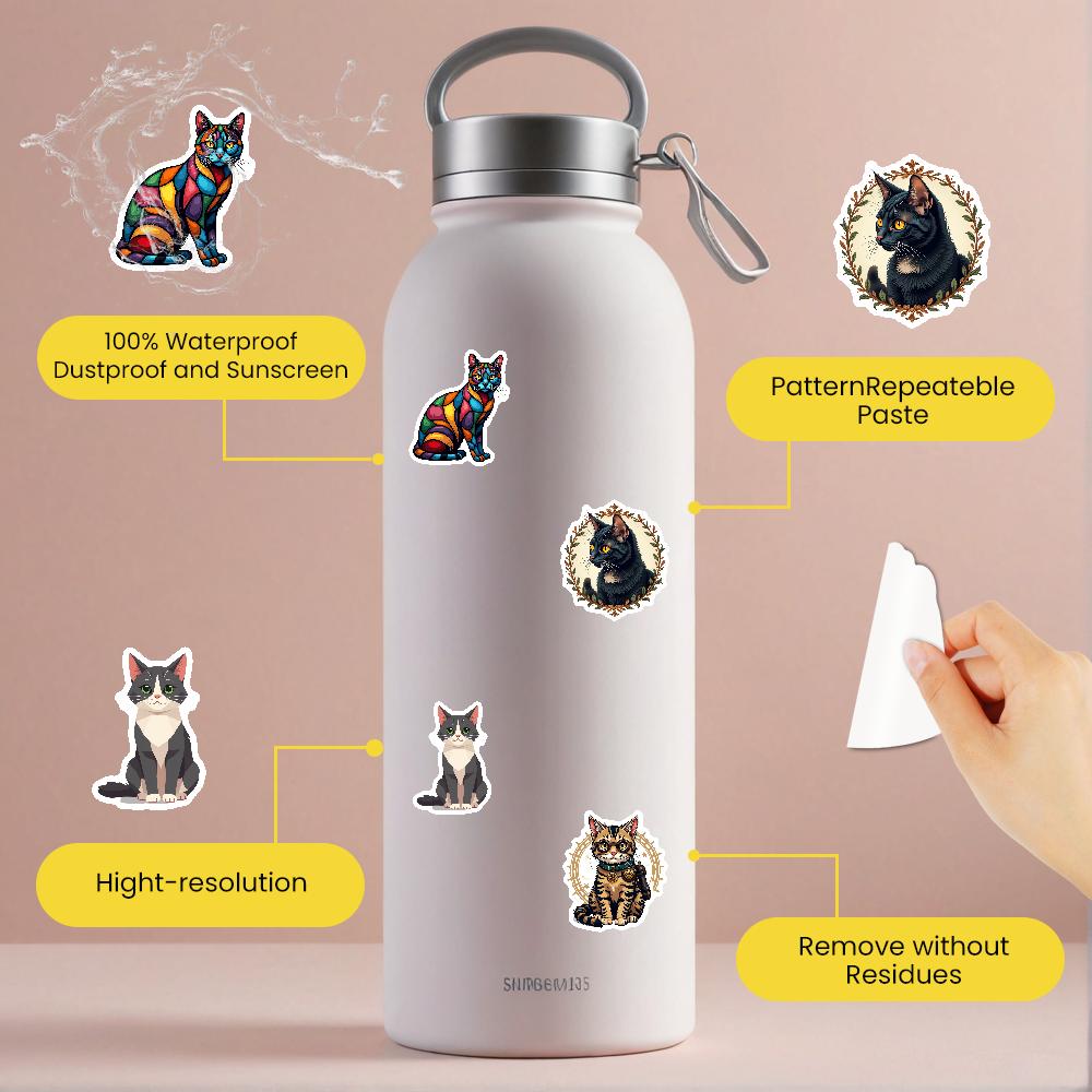35-70pcs Lifelike Cat Stickers Cute Meow Style Graffiti Waterproof Decoration Diy Luggage Computer Phone Skateboard Sticker