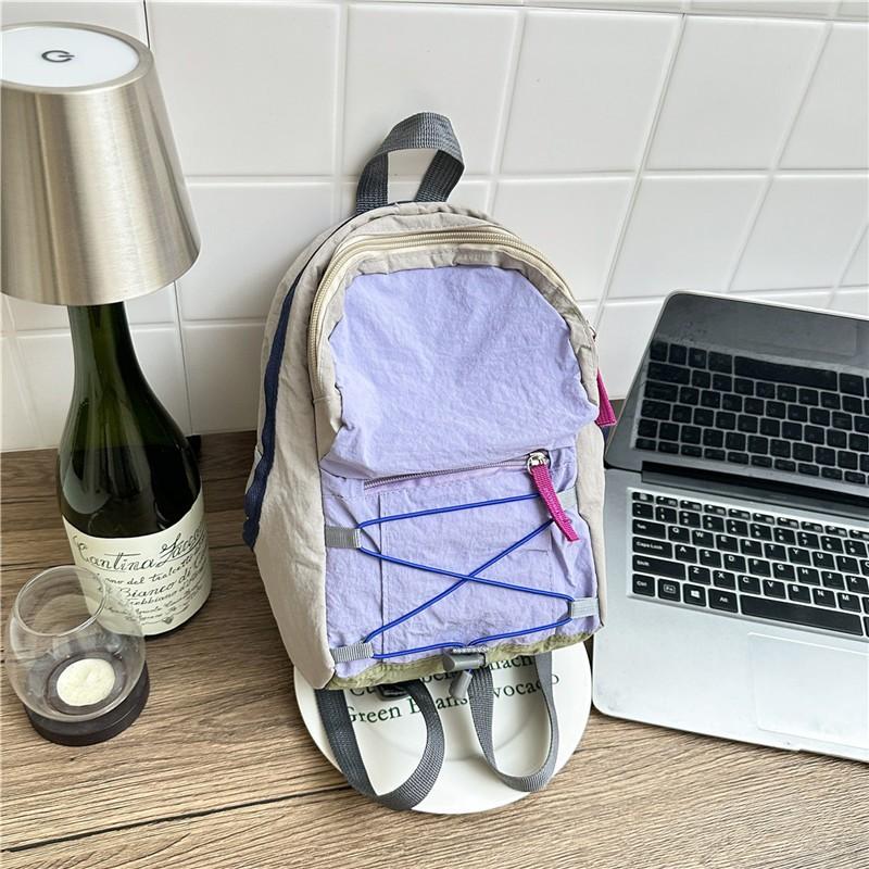 Schoolbag Outdoor Leisure Color Contrast Tide Brand Backpack Lightweight Travel Drawstring Storage Backpack Going Out Cycling Sports Mountaineering
