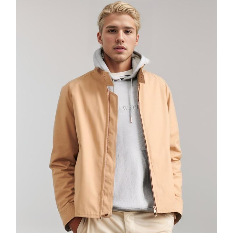 

Новая весенне-осенняя куртка мужская со стойкой воротником, на молнии, однотонная 2XL