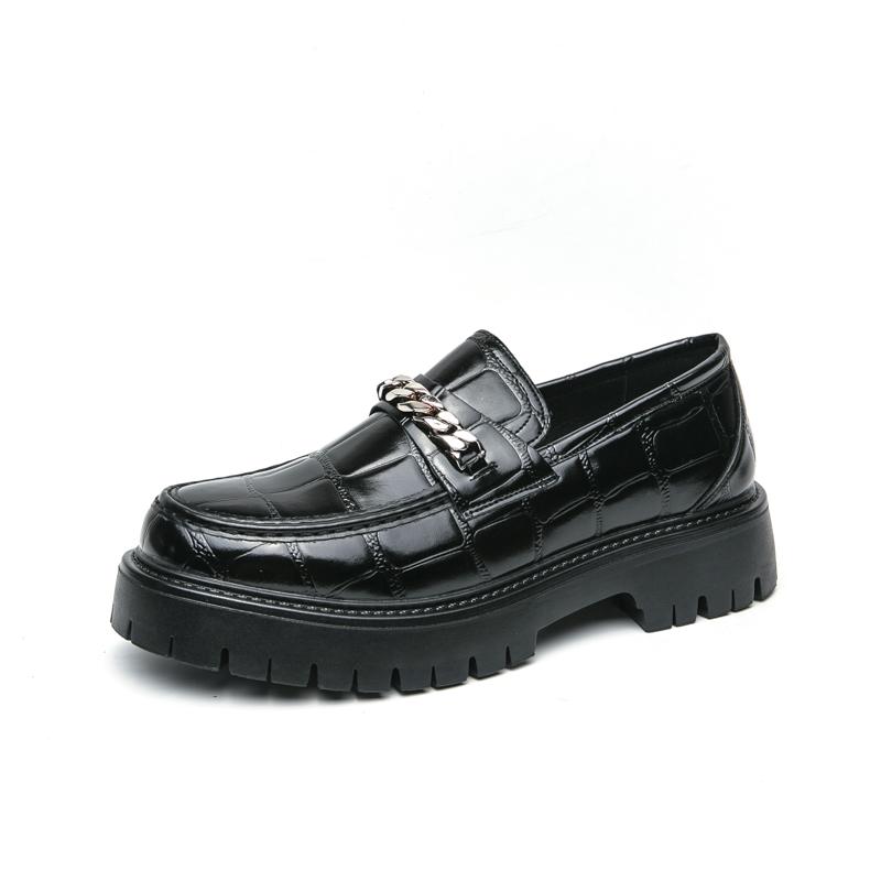 

2026 New Men s Casual Leather Loafers Chunky Sole Fashion Business Shoes Like Slip On Shoes for Casual Outdoor Walking Shoes 45 чорний