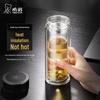 HEENOOR Double-Walled Borosilicate Glass Tea Infuser Travel Mug