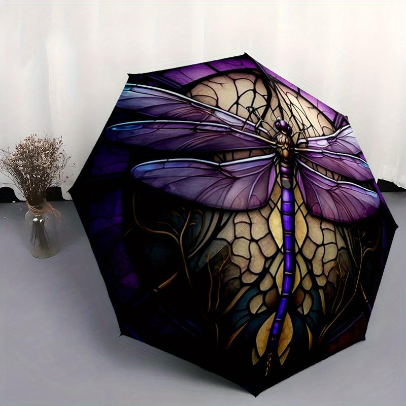Automatic Open/Close Umbrella with Windproof Canopy - Automatic Operation with Auto-Close System, Elegant Purple & Golden Stai (as the picture,Iron&8K)