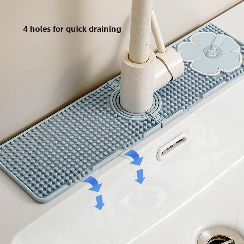 Podkładka pod kran kuchenny, Wielofunkcyjna silikonowa podkładka do przechowywania przy zlewie, zapobiegająca rozpryskiwaniu, Podkładka drenażowa antypoślizgowa