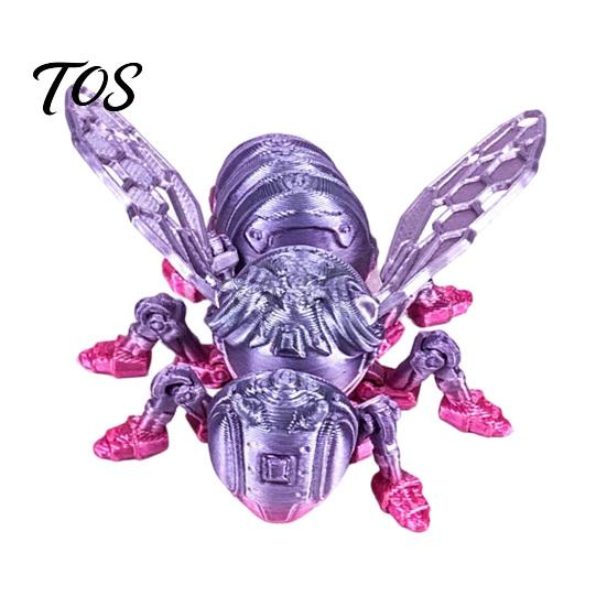 3D Printed Mechanical Beetle Ornament Articulated Bee Fidget Toy, Flexible Joint Figurine with Keychain, Lightweight Display Piece Desktop for