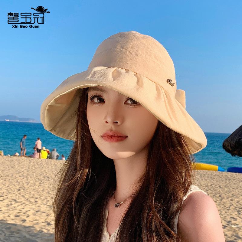 Summer color glue big brim sunscreen hat fashion versatile bucket hat outdoor cycling shade empty top hat children