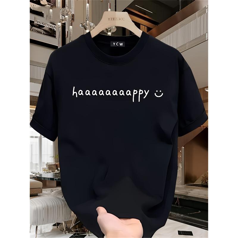 European Sizes Men'S Summer Heavy Short-Sleeve T-Shirt with Trendy Prints, Versatile Korean And Japanese Style