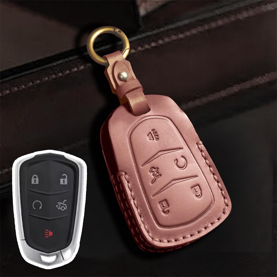 Cadillac Leather Key Cover for CT4/CT5/CT6/XT4/XT5/XT6 - Premium Protection.