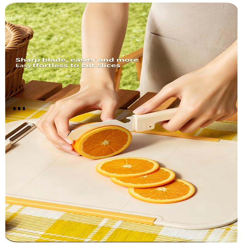 Multi-Functional Split‑Design Multi‑Purpose Fruit Knife, Portable Stainless Steel Peeler & Cutter With 135 Degree Rotatable Peeling