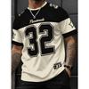 Men's Colorblock Graphic Number 32 Short Sleeve Round Neck T-Shirt