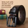 Widened Double-pin Buckle Belt Men's Leather First Layer Cowhide Retro Youth All-match Casual Durable Belt
