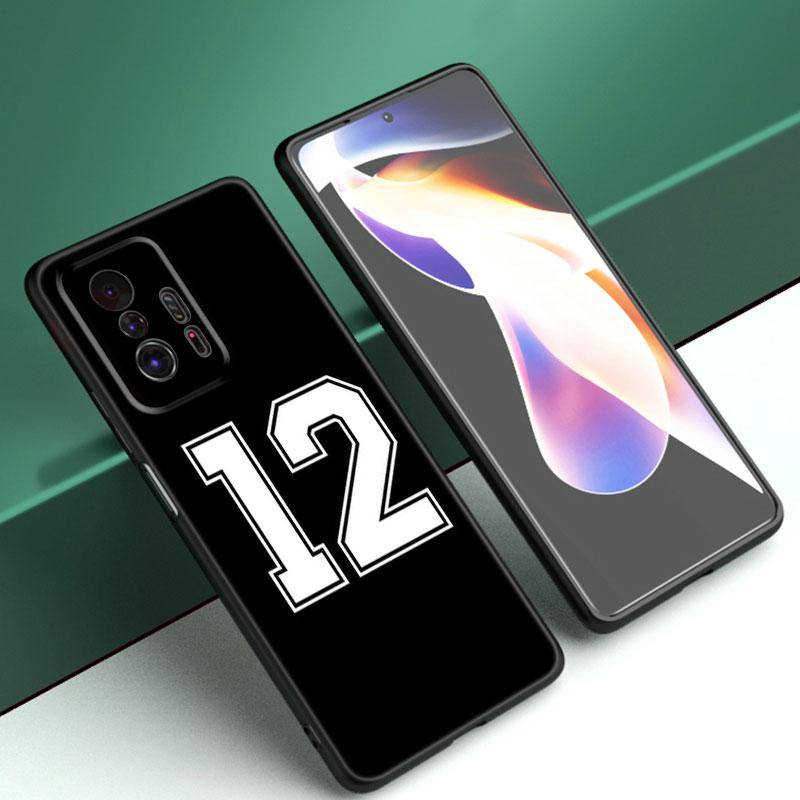Husa de telefon cu număr de baschet de fotbal pentru Xiaomi Mi A2 8 9 SE Note 10 10T 11 12 Lite 9T 11T 12S 12T Pro A3 6X 12X Husă neagră