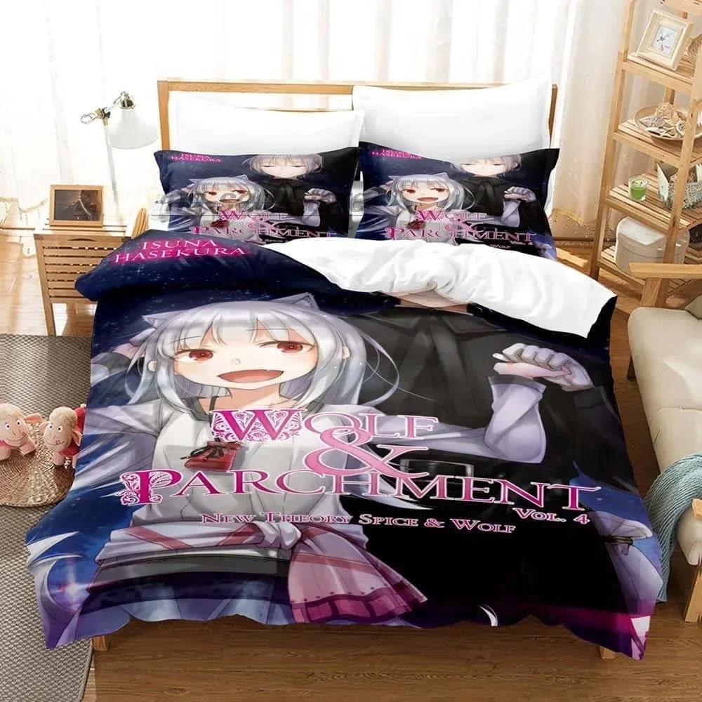 3D Anime Spice and Wolf Bedding Set Single Twin Printed With Pillowcase Bed Duvet Cover Soft Single Double Queen Super King Size
