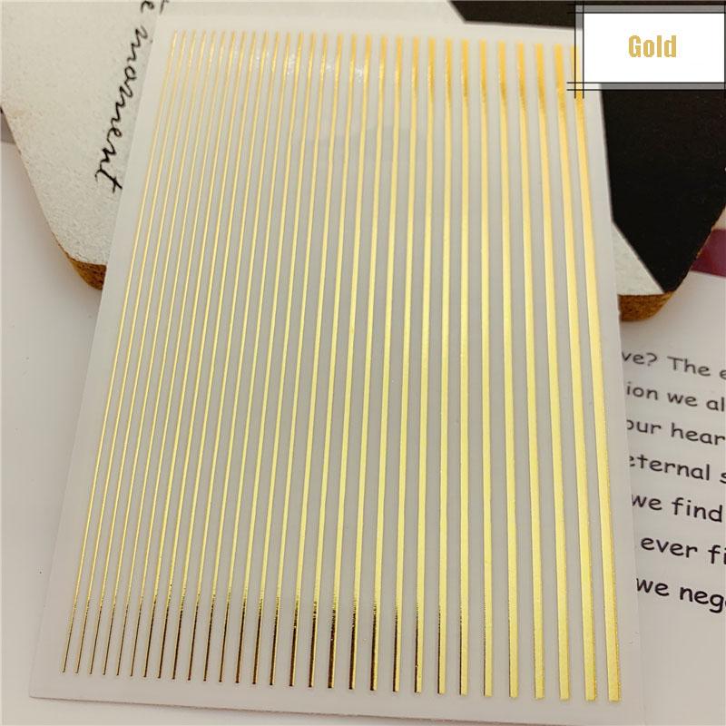 12Pcs/1pcs Nail Lines Strip Stickers Gold/Silver Metal CurveStrip Tape Decals Self-Adhesive Slider DIY Manicure Nail Art Sticker