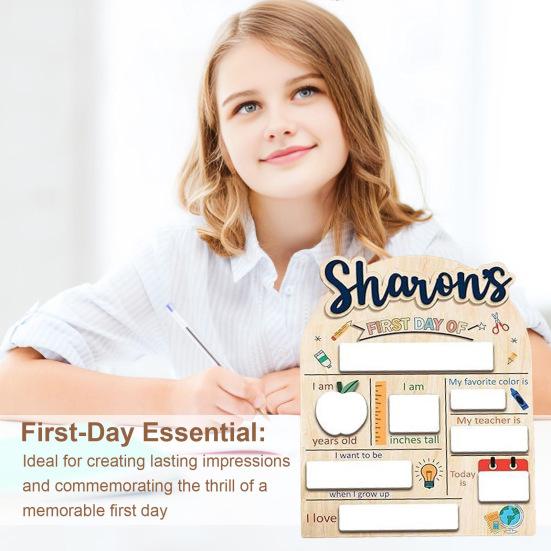 First Day of School Sign Wooden Education Milestone Sign Keepsake Dry Erase Board Back To School Gifts for Kids