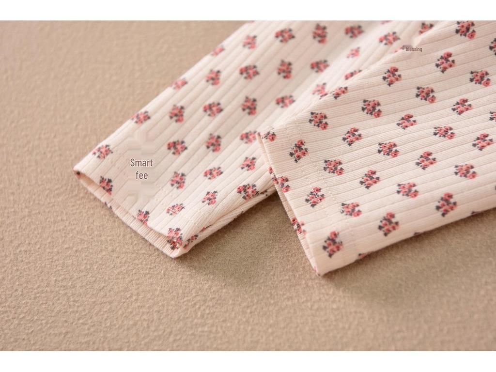 Children's Cotton Thermal Pajama Set - Long-Sleeved, Elastic, Cute, Fashionable, Versatile Autumn Wear