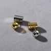 Orecchini Geometrici di Nicchia Premium in Metallo Oro e Argento, Orecchini a Bottone con Perno d'Argento, Orecchini Trendy Semplici con Pendente Anteriore e Posteriore