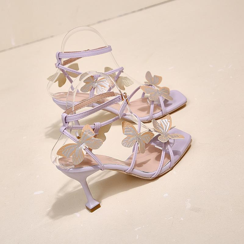 Новые летние женские босоножки на шпильке идеально подходят к платьям 42 фиолетовый 2100₽