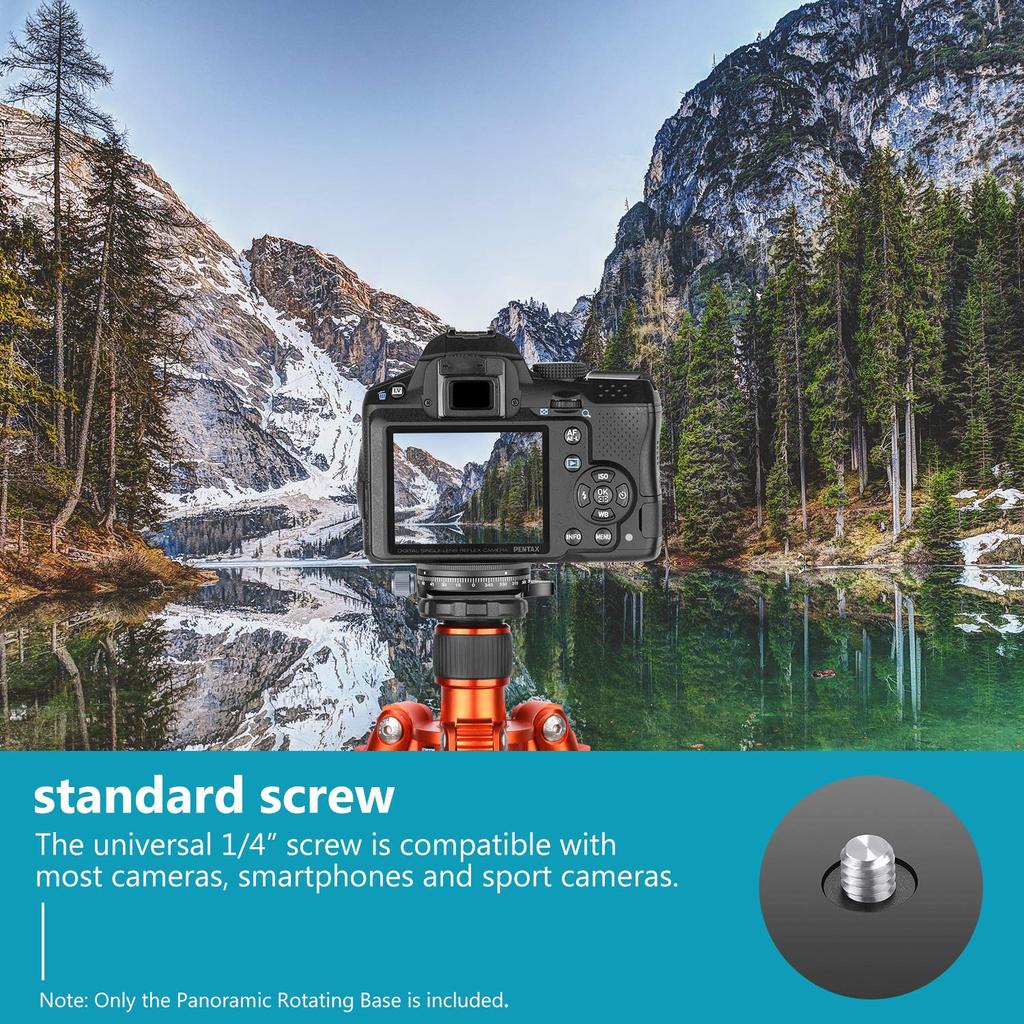 NEEWER Tête de Trépied Panoramique à Rotule en Alliage d'Aluminium pour Appareil Photo avec Niveau à Bulle Compatible avec reflex numérique Capacité de Poids lbs Base, Vis 3/8", Niveau,