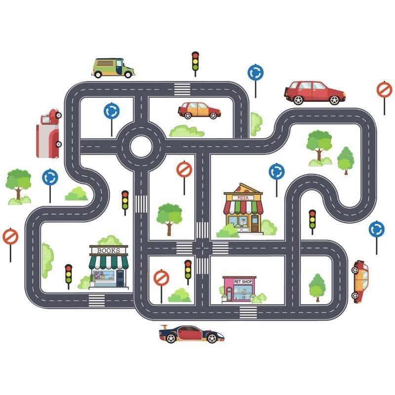 

Автомобильные дорожные знаки Наклейки на стену Наклейки на пол Украшение детской комнаты Самоклеящиеся мультяшные наклейки Наклейки для стен