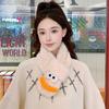 Autumn and winter parent-child warm neck protection scarf funny sausage mouth embossed scarf plush cold-proof personality versatile scarf
