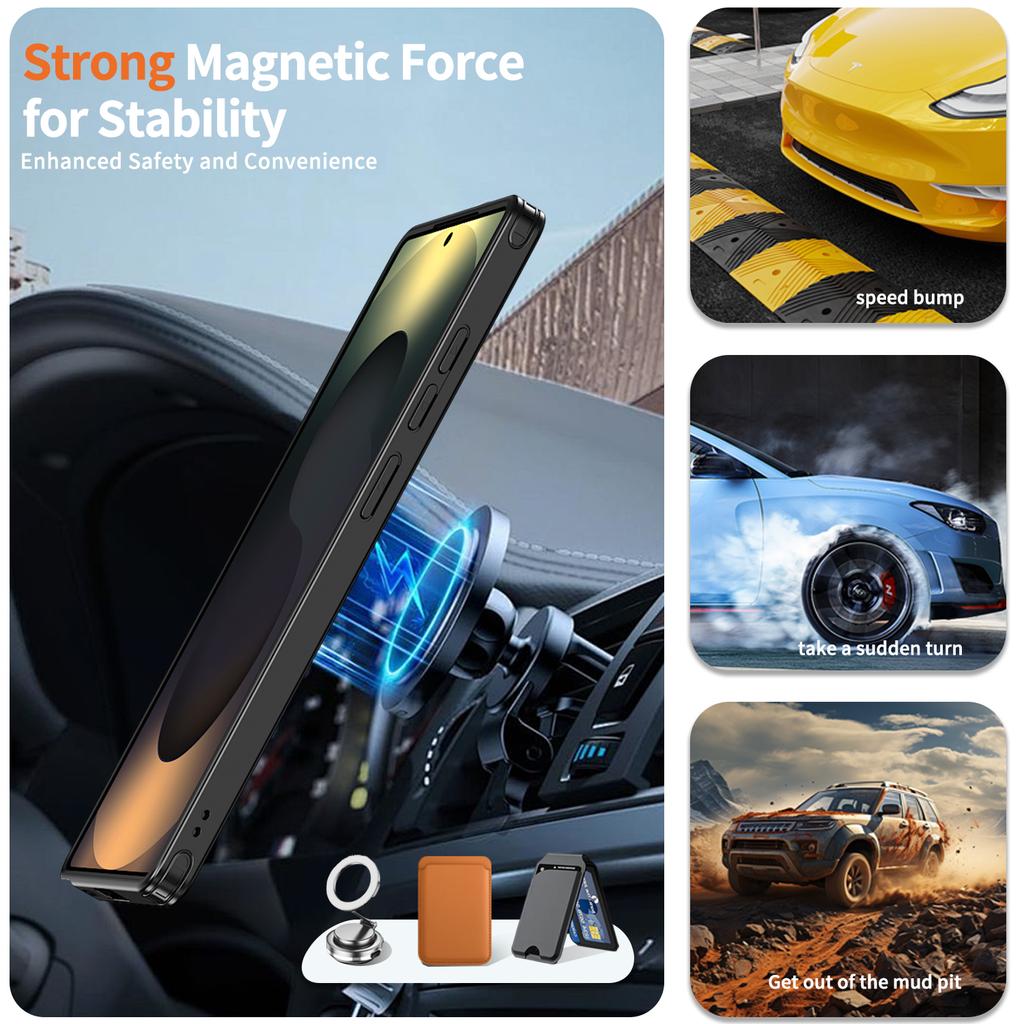 For Samsung Galaxy S25 Ultra Case Compatible with MagSafe TPU+PC Kickstand Phone Cover