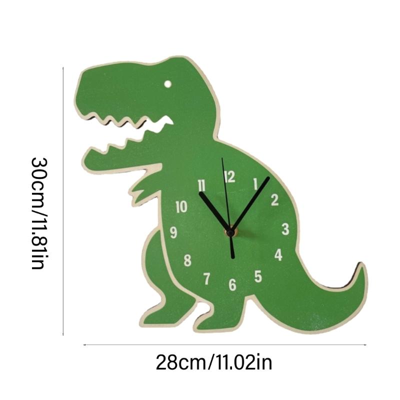 Jungenzimmer Wanduhr Cartoon Dinosaurier Uhr Kinder Schlafzimmer Dekorationen Holz Leise Stumme Uhr Geburtstagsgeschenk