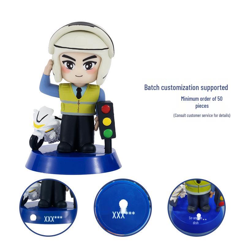 Shushu Guardian Traffic Police Car Dashboard Ornament - Creative Cute Cartoon Doll Gift for Men