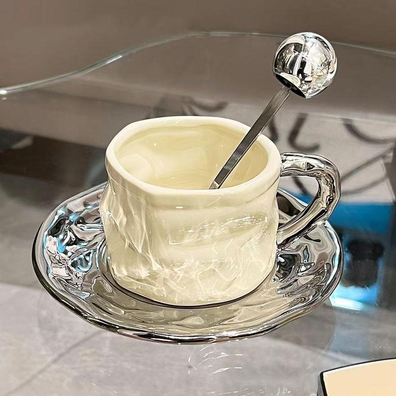 Creative Pleated Paper Ceramic Cup&saucer Dining Table Coffee Mug Milk Tea Mugs Afternoon Tea Teacup Fruit Juice Container