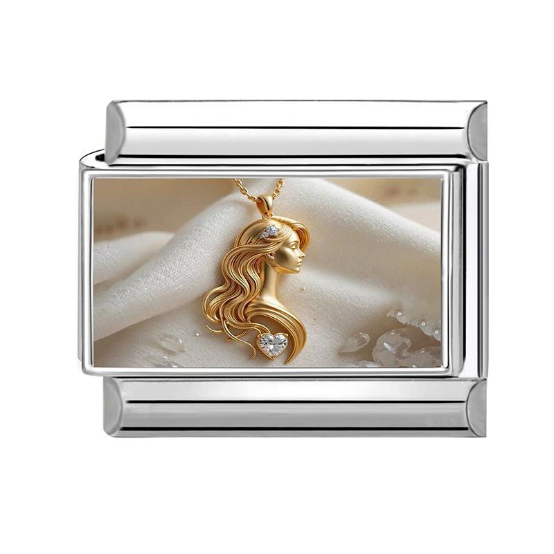 Sweet Ring Necklace Heart Flowers Pattern Charm Beads Fit 9MM Stainless Steel Bracelet Couple DIY Making Wedding Jewelry Gift