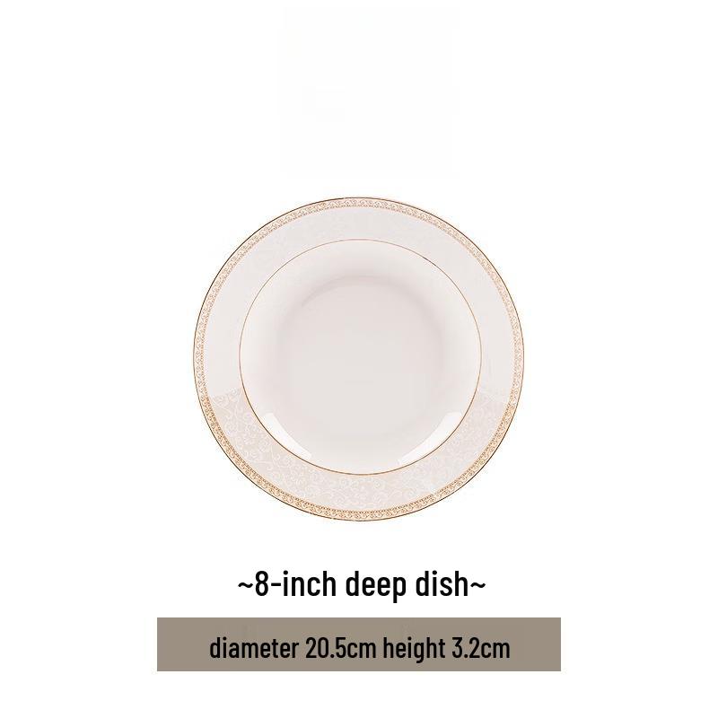 Assiette creuse en céramique de luxe léger de Jingdezhen