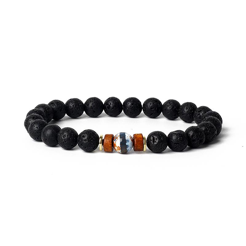 Lava Onyx Dzi Tibetan Buddha Bracelets Men Volcanic Stone Chakra Beads Diffuser Bracelet Women Vintage Meditation Amulet Jewelry