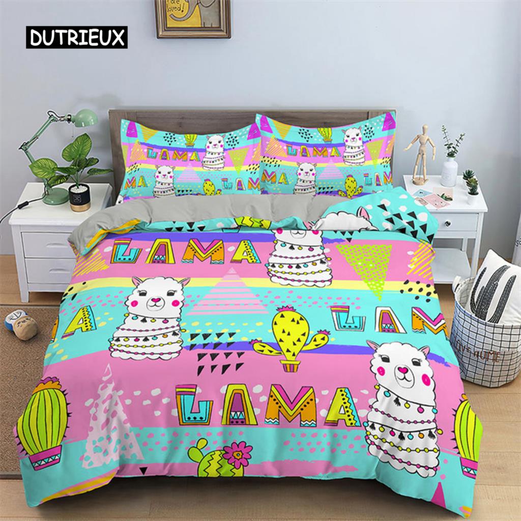 3D Unicorn Duvet Cover Cartoon Style Bedding Set Luxury Twin Full For Kids Boys Girls Microfiber Comforter Cover Home Textile