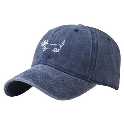 Sun CZA412 [White Fang] Hat, Cap, Embroidered, Animal, Protection, Sports, Stylish, Cute, Women's, Men's, (Blue)