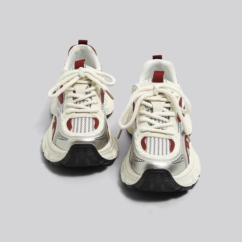 Neue Frühjahrs- und Herbst-atmungsaktive Schuhe Freizeit-Schuhe Nischen-Sportschuhe Plateau Rote Dad-Schuhe