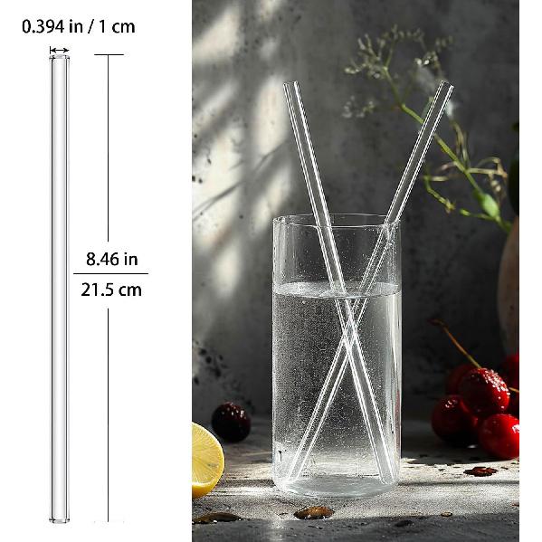 Reble Glass Straws 10-Pack Drinking Straw 4 Bent + 4 Straight + 2 Wider Smoothie Straws with 2 Cleaning Brushes