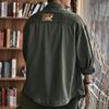 Men's Retro Military Green Heavy Work Shirt Jacket - Autumn Casual Loose Fit, Long-Sleeved