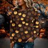 Women's Long Sleeve Flannel Top with Halloween Print for Fall Holiday